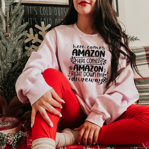 Here Comes Amazon Light Pink Crewneck Sweatshirt
