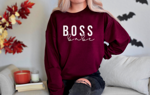 Boss Babe Maroon Crewneck Sweatshirt
