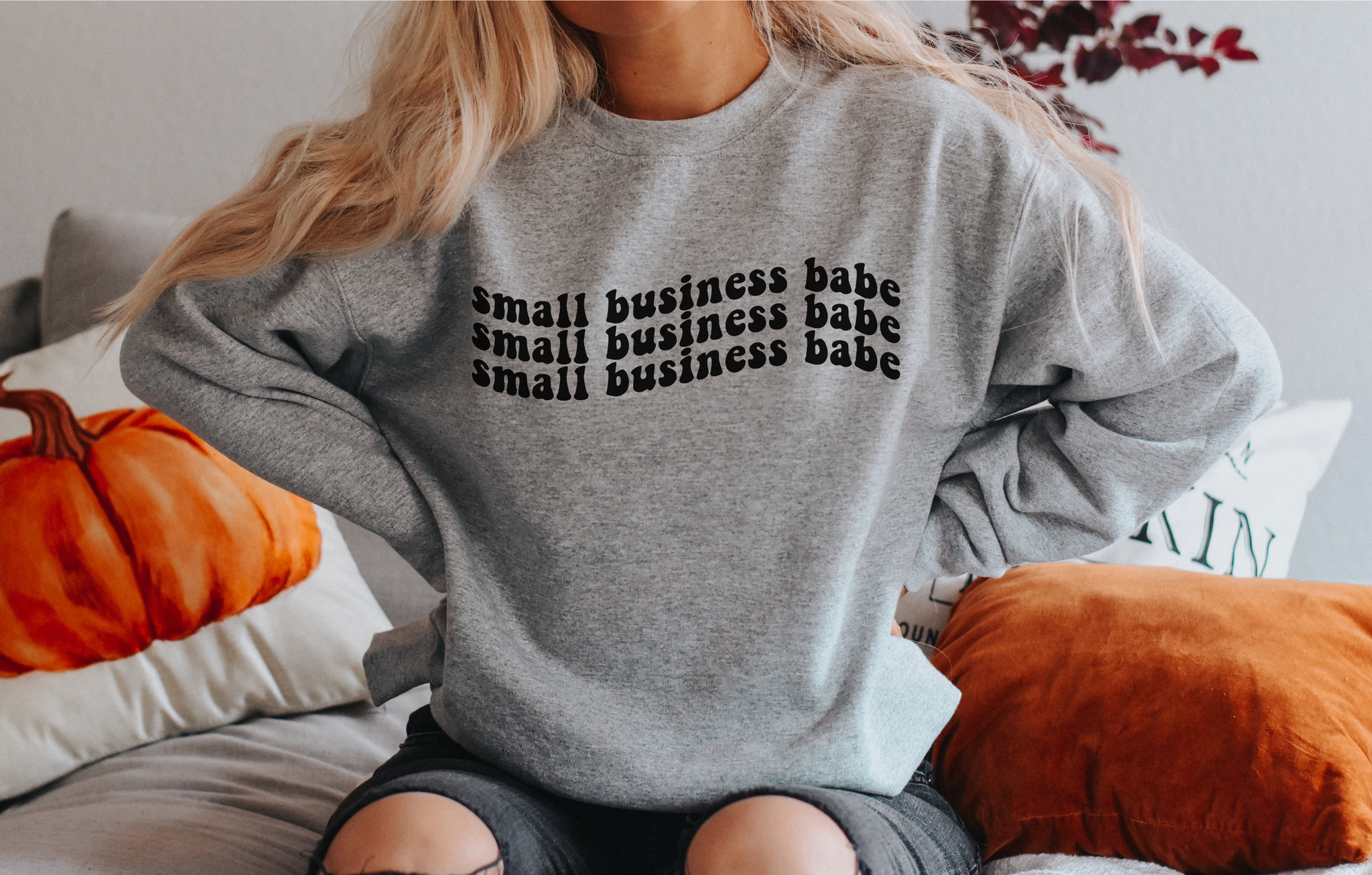 Small Business Babe Sport Grey Crewneck Sweatshirt