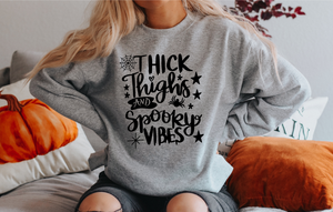 Thick Thighs & Spooky Vibes Crewneck Sweatshirt