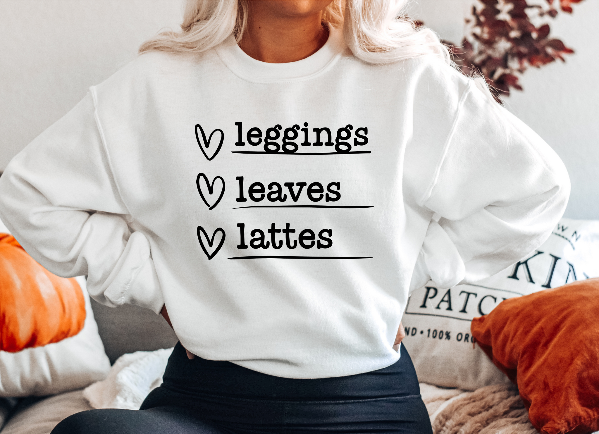 Leggings, Leaves & Lattes Heart Crewneck Sweatshirt